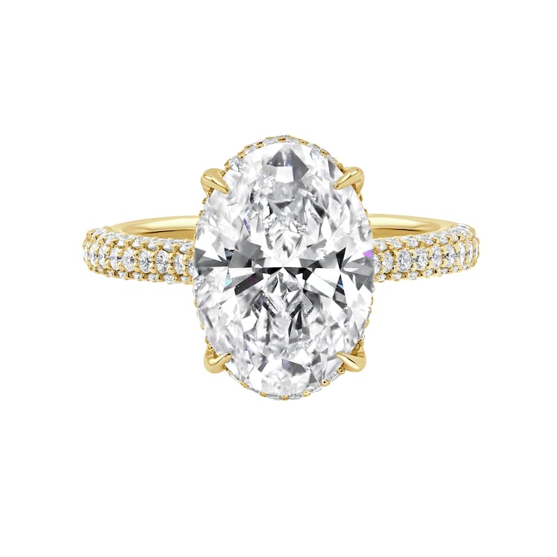 Auriya 14k Gold 5 4/6ctw Oval Double Hidden Halo Diamond Engagement Ring (F-G VS) - Yellow - 7