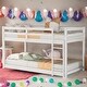 preview thumbnail 2 of 22, Modern Twin Over Twin Stylish Simple Floor Bunk Bed With Ladder,Safety Design For Kids