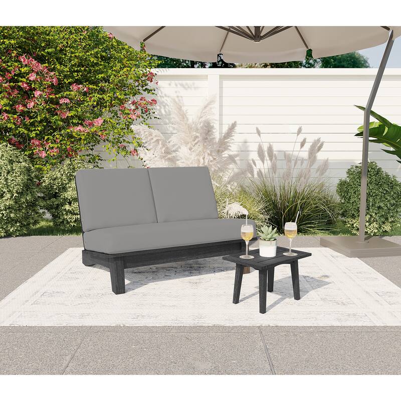 Outdoor Wood Sectional Furniture Patio Sofa Set - 2Piece-Type 2