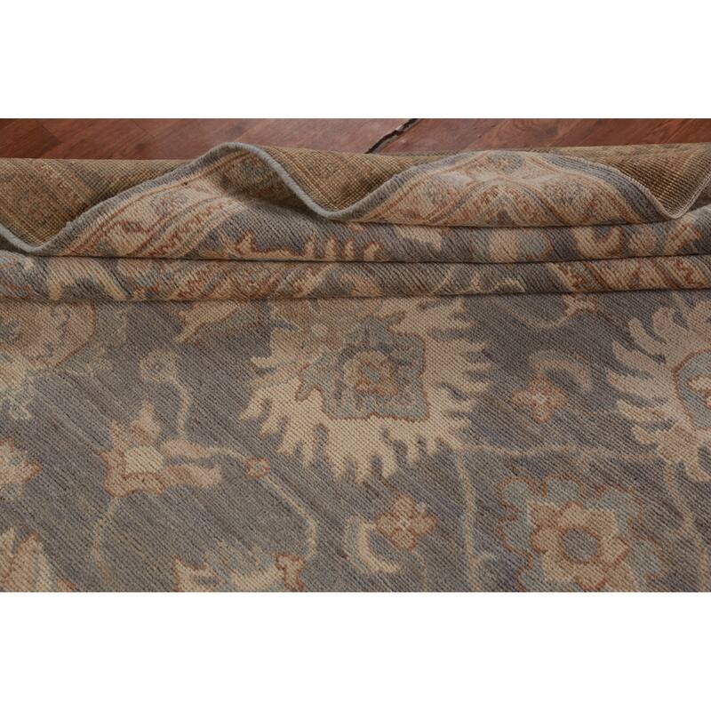 Hand Knotted Oriental 100% Wool Carpet Transitional All-Over Greys & Charcoal Oushak Area Rug - 11' 11'' X 9' 3''