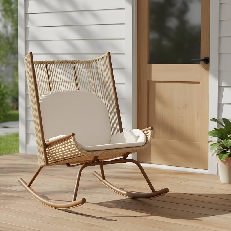Christopher Knight Home - Modern Outdoor Rocking Chair with PE Rattan and High Back