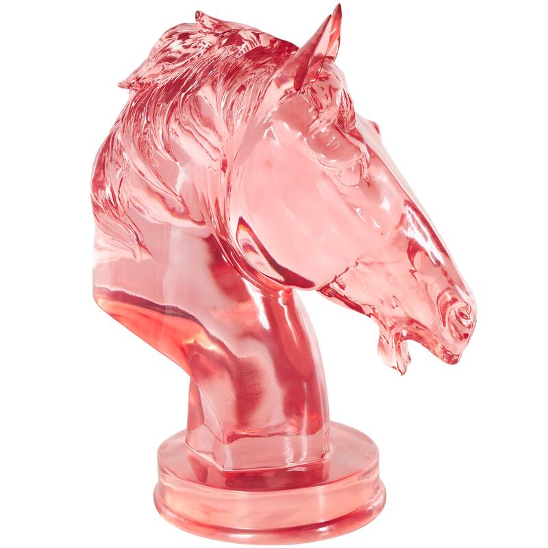 Resin Tinted Horse Decorative Sculpture - Green or Light Blue or Pink - Pink