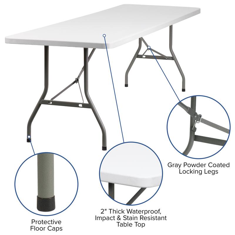 30"W x 96"L Granite White Plastic Event and Party Folding Table
