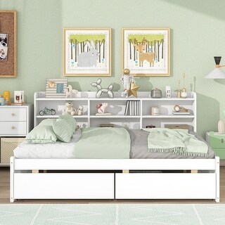 Twin Day Bed with Bookcase & Drawers - Ideal Bedroom Furniture