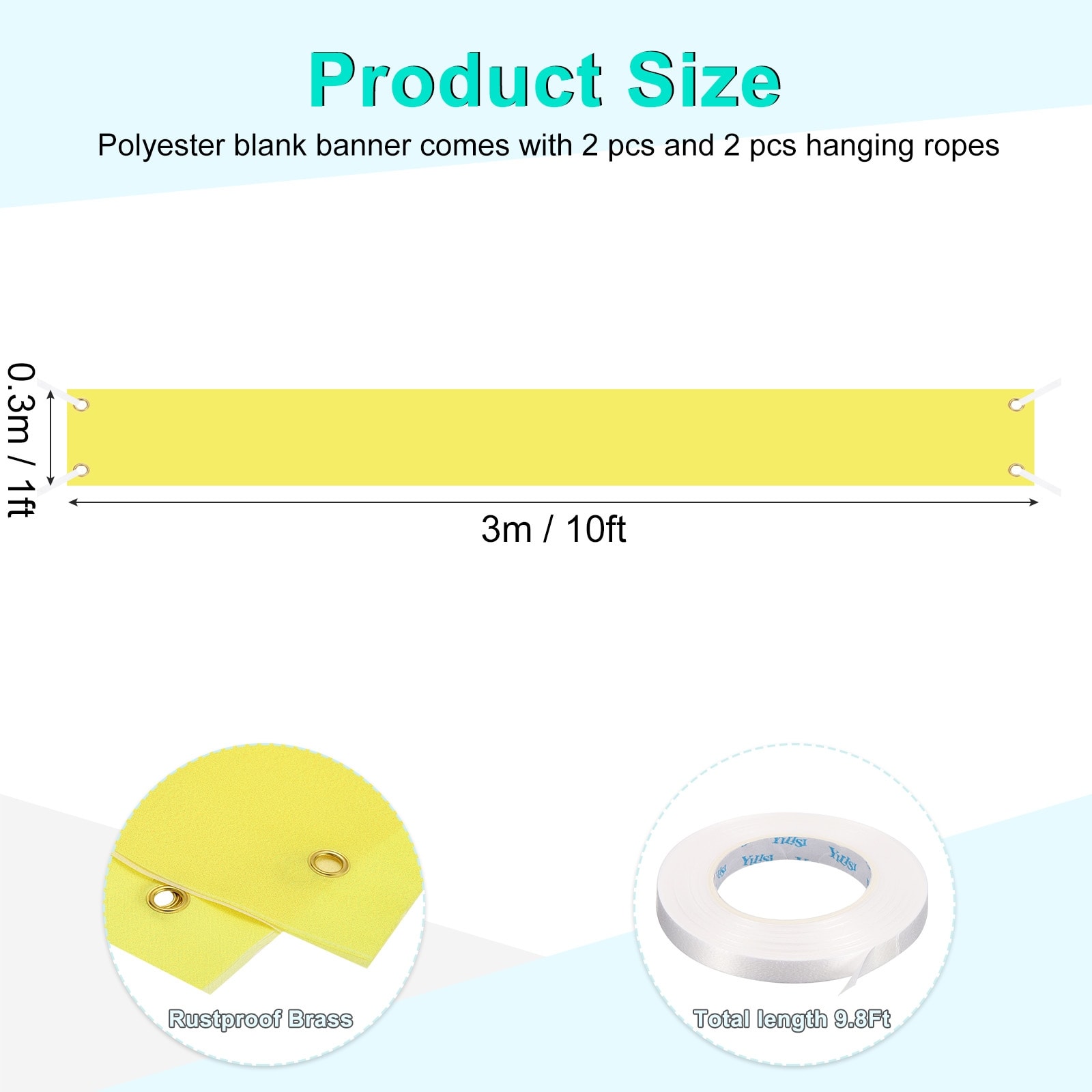 Large Black Blank Banner and Signs 2 x 4 Feet, 2 Set Sublimation Banners