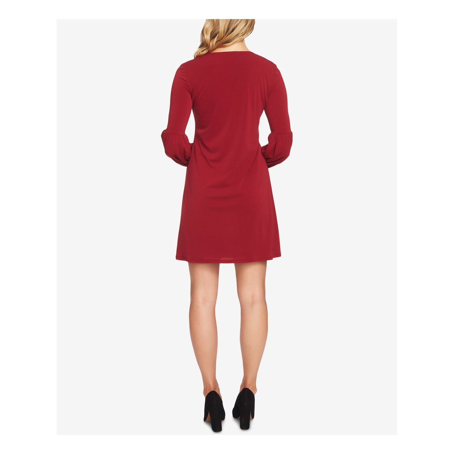 maroon bell sleeve dress