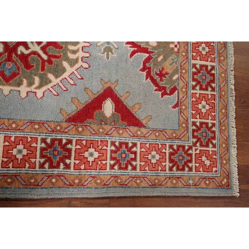 Kazak Accent Rug Hand-Knotted Geometric Wool Carpet - 3'4" x 4'11"