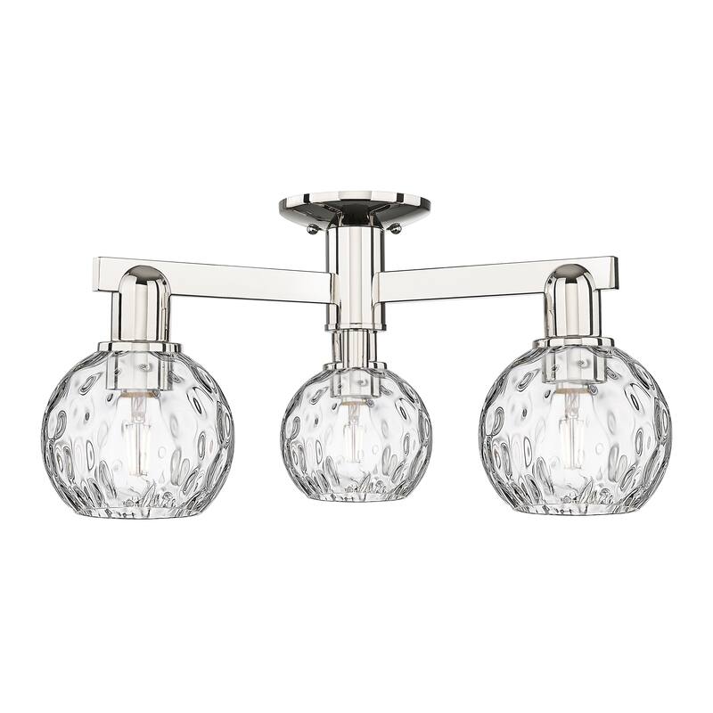 Innovations Lighting Endless Possibilities Arcadia - Athens Water Glass - 3 Light 24" Semi-Flush Mount - Polished Nickel