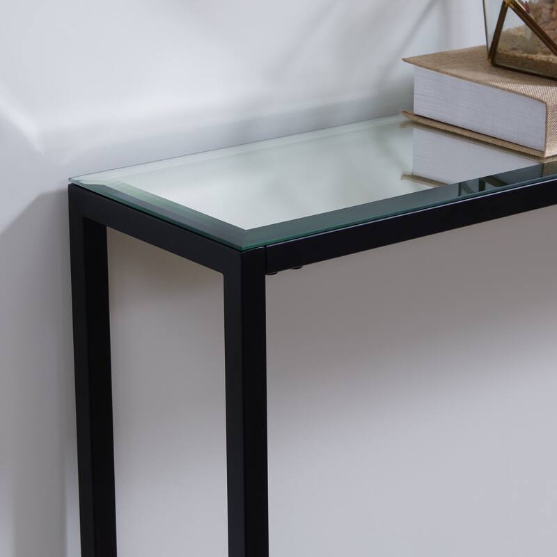 SEI Furniture Veda Grey Mirrored-top Console Table