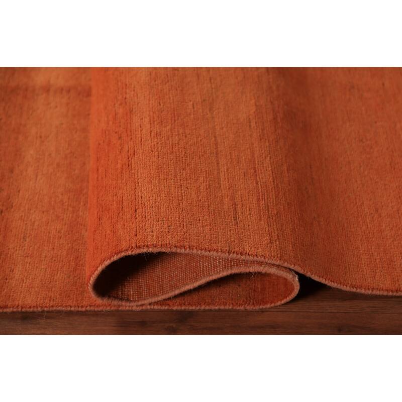 Gabbeh Oriental Area Rug Hand-Knotted Orange Wool Carpet - 6'5" x 9'6"