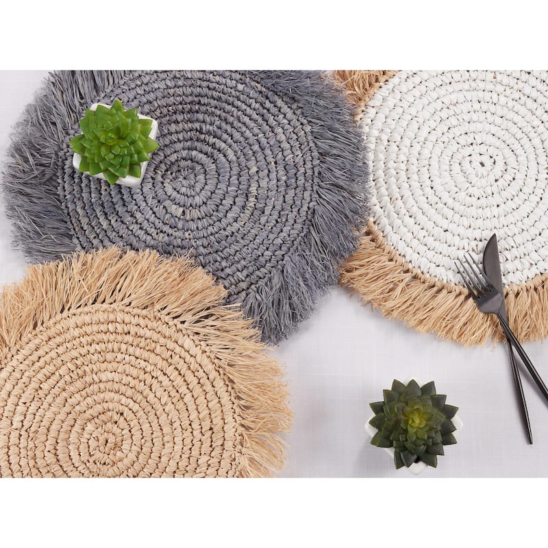 Raffia Design Round Placemats (Set of 4)