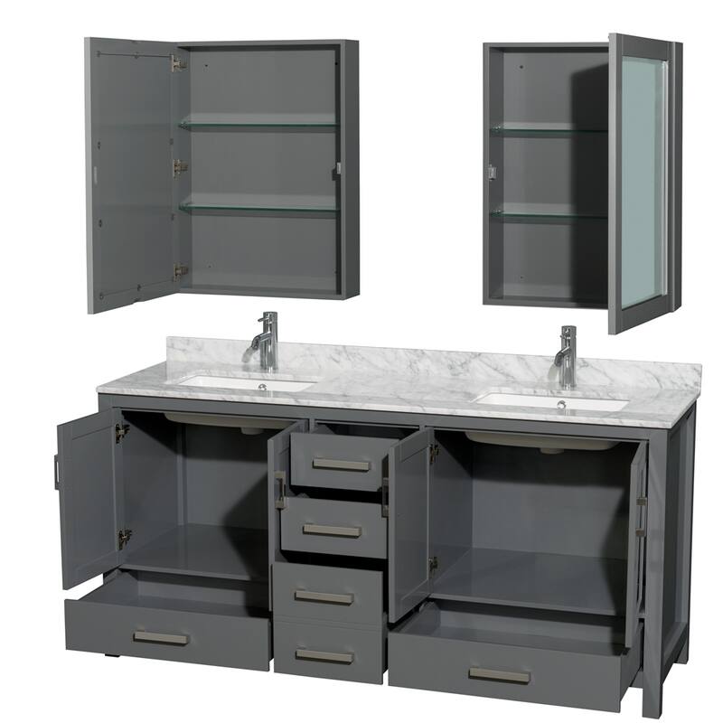 Wyndham Collection Sheffield Double Vanity Set, Medicine Cabinets
