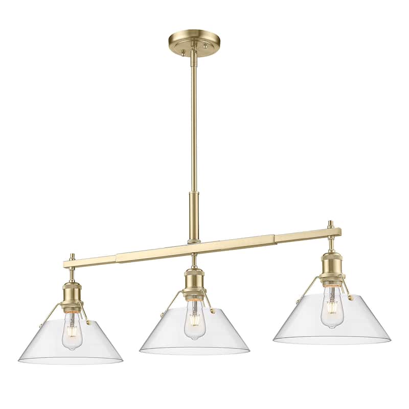 Orwell 3-Light Linear Pendant in Brushed Champagne Bronze with Clear Glass - Gold