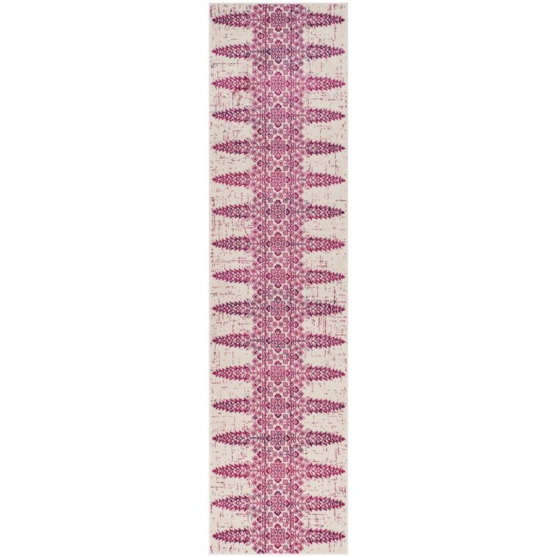 SAFAVIEH Evoke Gelinda Vintage Boho Rug - 2' x 8' Runner - Ivory/Fuchsia