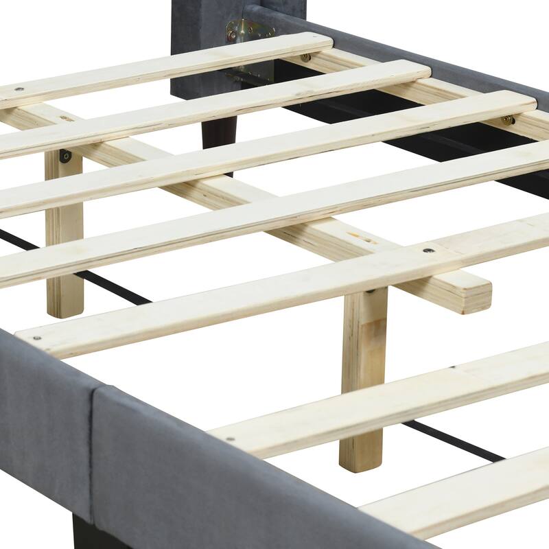 Modern Upholstered Platform Bed Twin/Full/Queen, Velvet with Storage Space