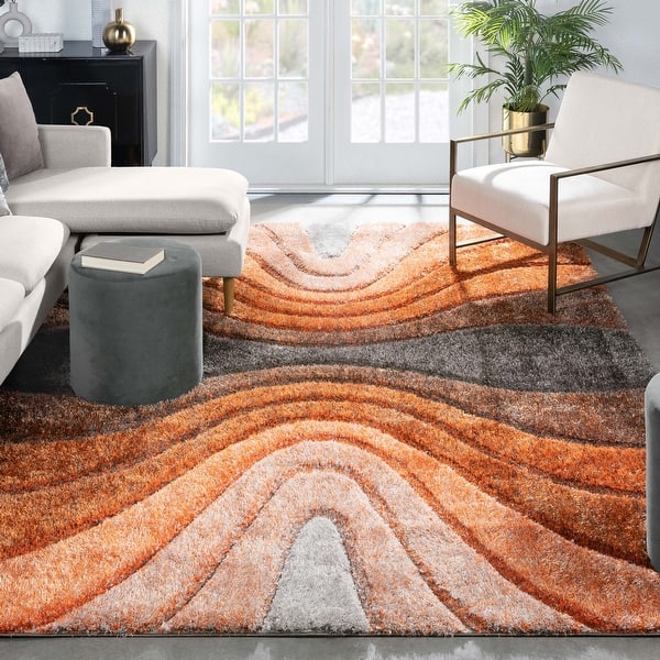 Well Woven San Francisco Luz Geometric Modern Carved Shag Area Rug