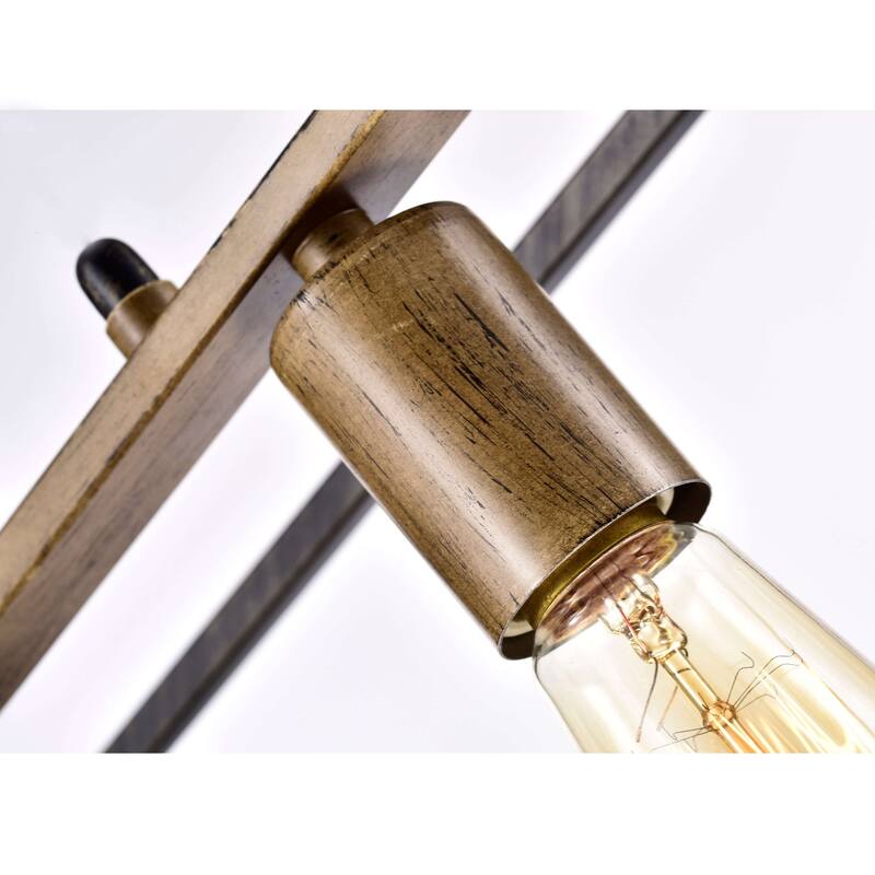 Joshua Antique Black and Faux Wood Grain Finish Iron Pendant