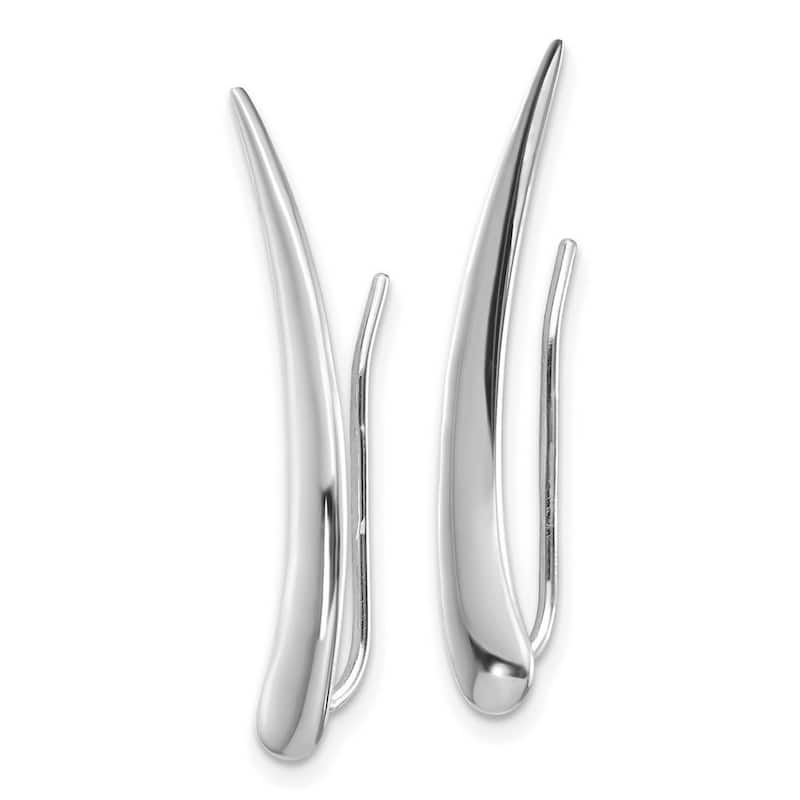 Curata 14k White Gold Polished Pointed Ear Climber Earrings - 28x3.8mm