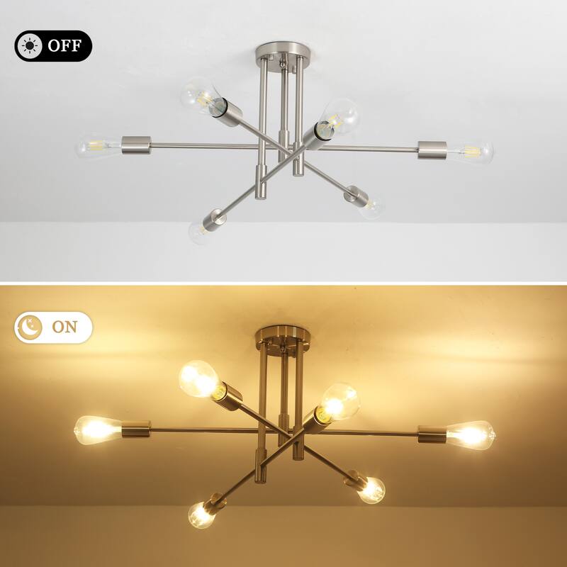 6-Light Modern Semi Flush Ceiling Lights for Bedroom Study Living Room