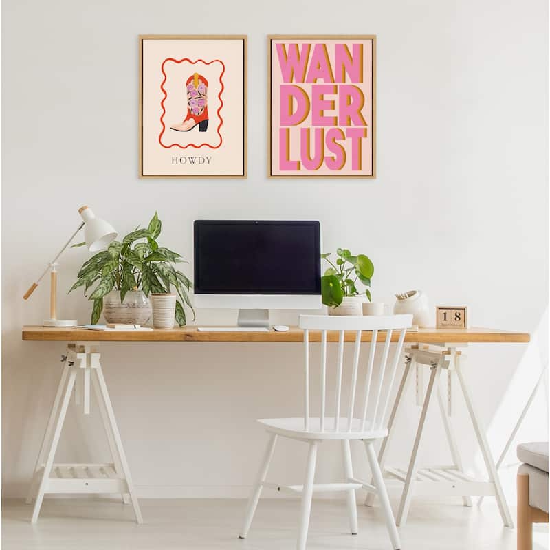 Kate and Laurel Sylvie Wanderlust Framed Canvas by Apricot and Birch