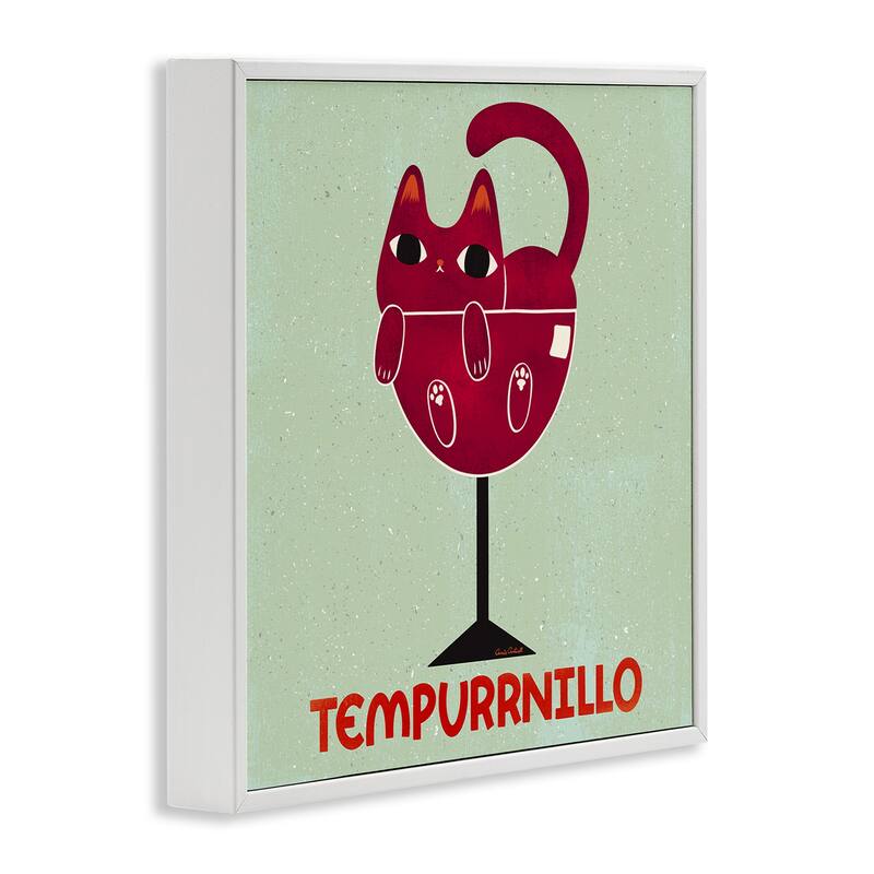 Stupell Tempurrnillo Cat Wine Framed Giclee Art Design By Carrie Cantwell