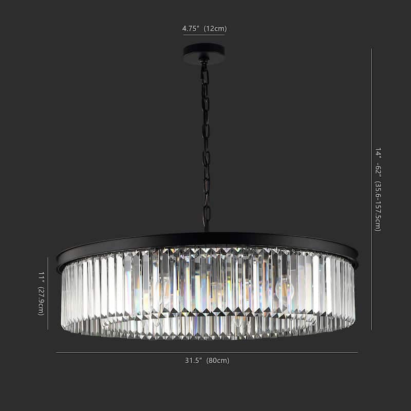 SAFAVIEH Couture Greta Crystal Pendant - 31.5 In W x 31.5 In D x 13.5 / 61.5 In H - Black
