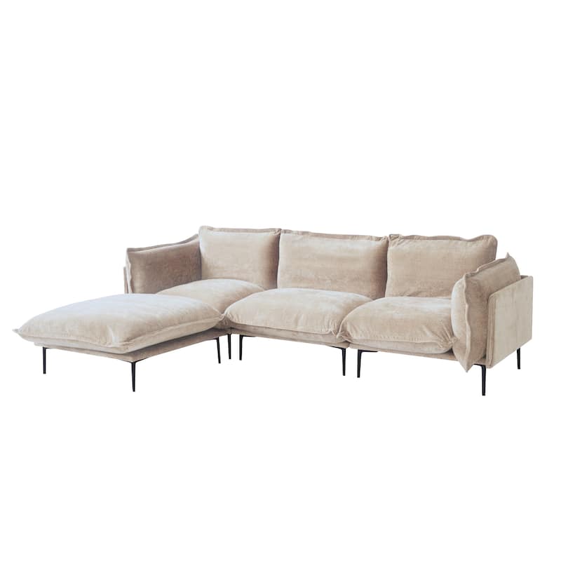 111.02" L-shaped Velvet Sectional Sofa Modern Modular Sofa Deep Seat Upholstered Cloud Couch