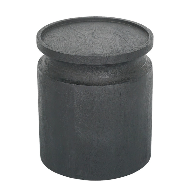 14 in. Gray Round Wood End Table, Sturdy Build End Side Table for Living Rooms