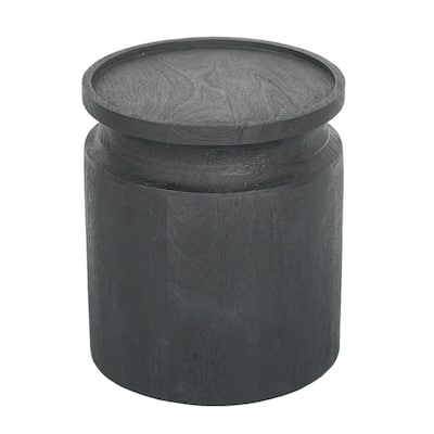 14 in. Gray Round Wood End Table, Sturdy Build End Side Table for Living Rooms