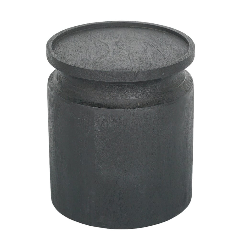14 in. Gray Round Wood End Table, Sturdy Build End Side Table for Living Rooms