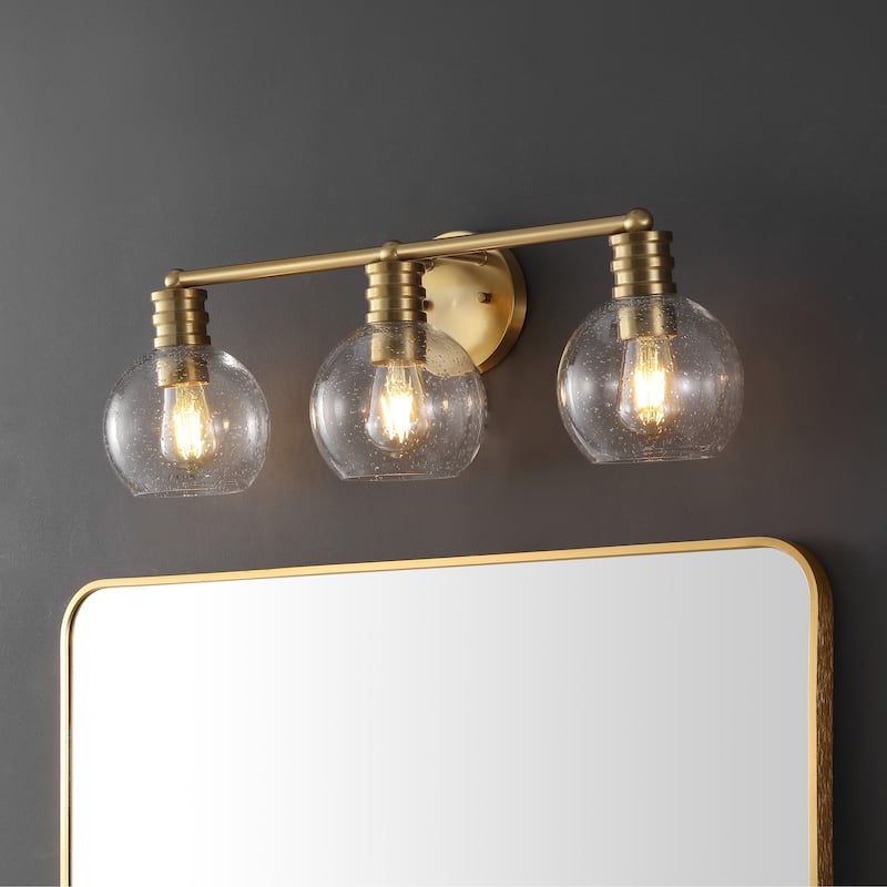 SAFAVIEH Lighting Egita 3-Light 26-inch Speckled Glass Wall Sconce (LED Bulbs Included) - 26.8 In. W x 7.8 In. D x 8.8 In. H