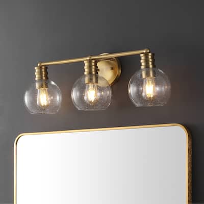 SAFAVIEH Lighting Sunetta 3-light 26-inch Speckled Glass Wall Sconce (LED Bulbs Included) - 26.8 in. W x 7.8 in. D x 8.8 in. H