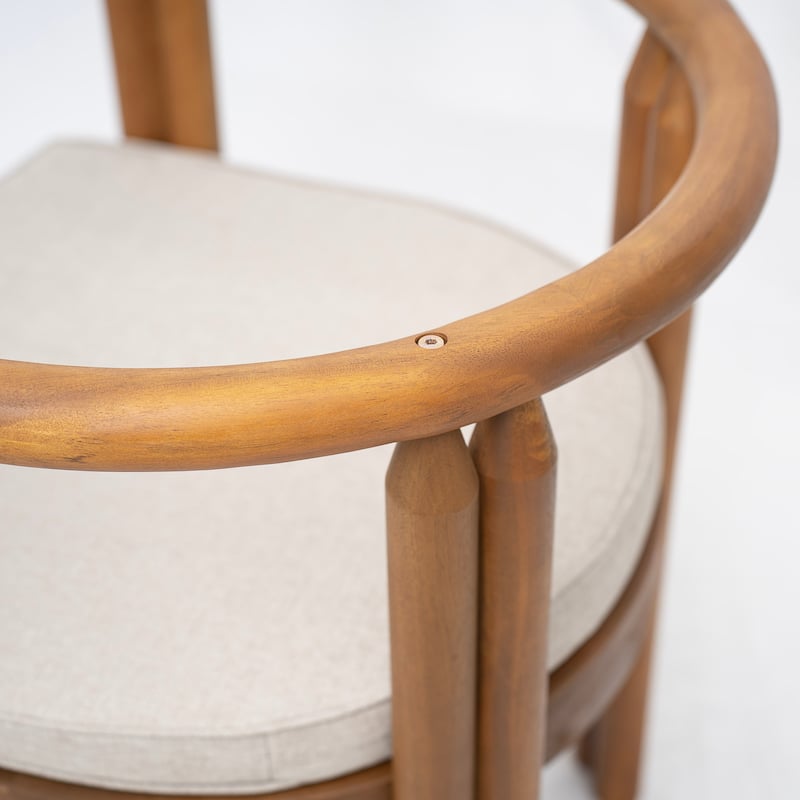 Christopher Knight Home - Peregrine Acacia Wood Armrest Dining Chair with Beige Cushion（Set of 2）