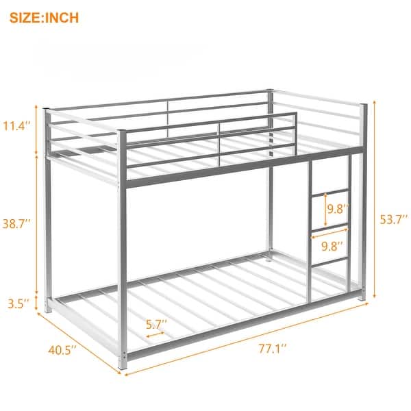 Full over Full Metal Bunk Bed Low Bunk Bed Upper Bunk with Full Length ...