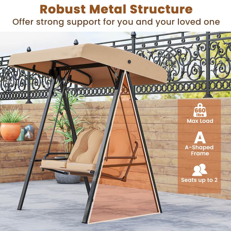 Costway 2-Person Outdoor Porch Swing Swing Loveseat with A-Shaped - See Details