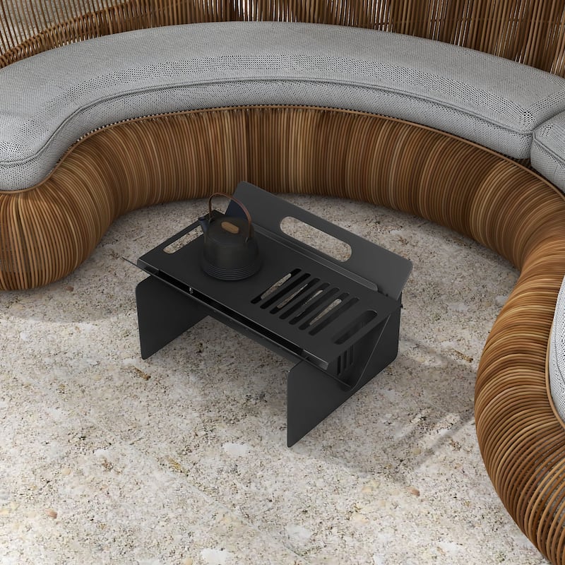 Outsunny 3-In-1 Portable Fire Pit, Stove, Coffee Table, Wood Burning Firepit with Carrying Bag and Quick Assembly