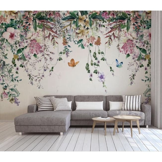 GK Wall Design Colorful Flowers and Leaves Floral Removable Wallpaper