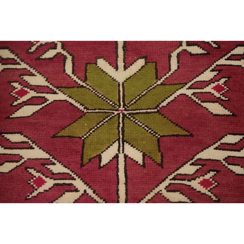 Hand Knotted Oriental 100% Wool Carpet Traditional Tribal Pink Ardebil Runner Rug - 10' 4'' X 3' 11''