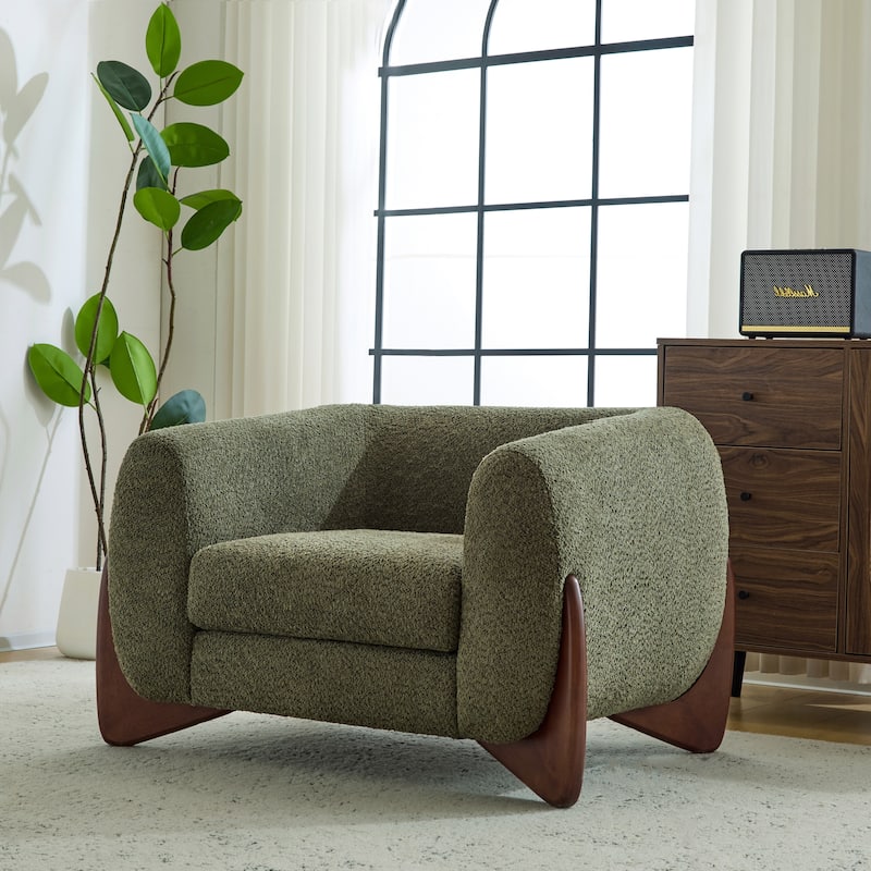 Tina Modern Upholstered Boucle Arm Club Chair by Christopher Knight Home - Olive-green