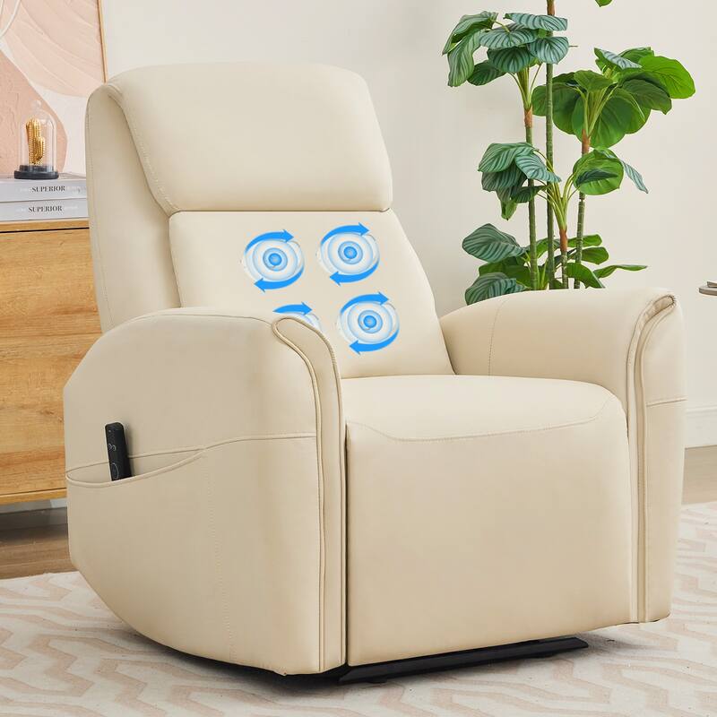Oversized Faux Leather Massage Power Recliner with Two Pockets Set of 2