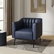 preview thumbnail 14 of 43, Alfons Industrial Leather Chair with Channel Tufting and Metal Leg by HULALA HOME Navy