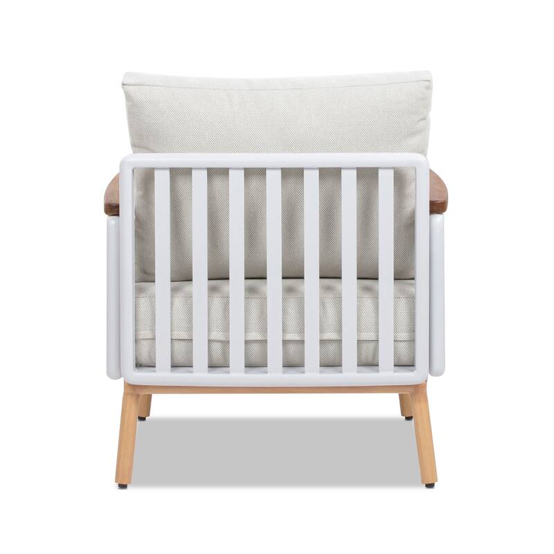 Calarono 29" Teak & Aluminum Patio Accent Arm Chair Set of 2 Sand Dune Chenille