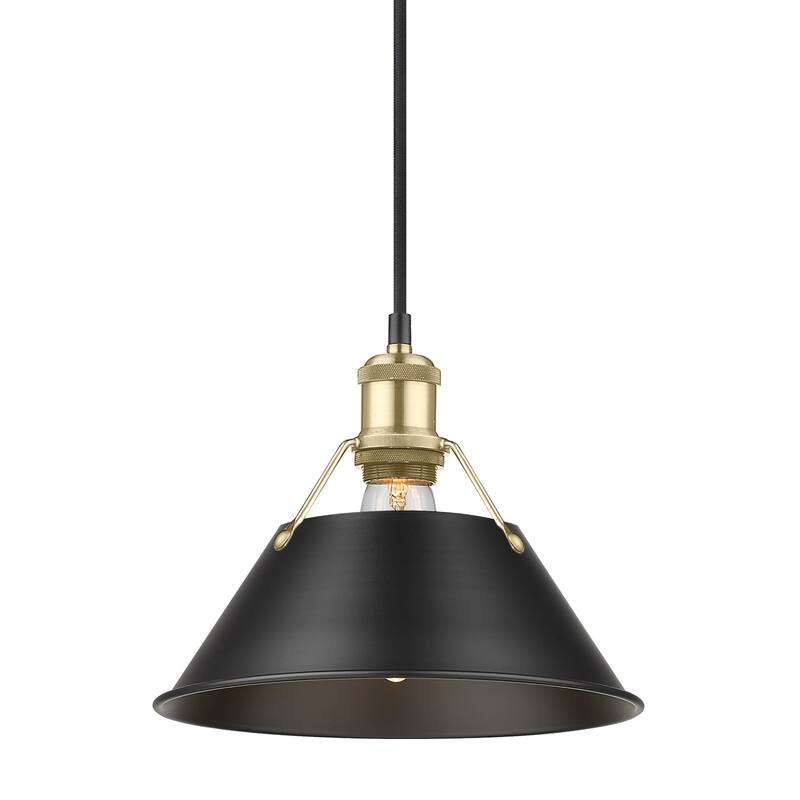 Yep by Golden Lighting Orwell 1-light 10in Pendant in Brushed Champagne Brass and Matte Black shade - Gold