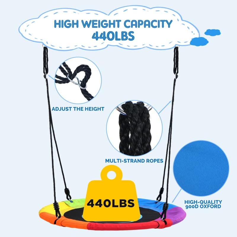 Trekassy 440lbs Heavy Duty Metal A-Frame Swing Sets for backyard with 40'' Saucer Swing