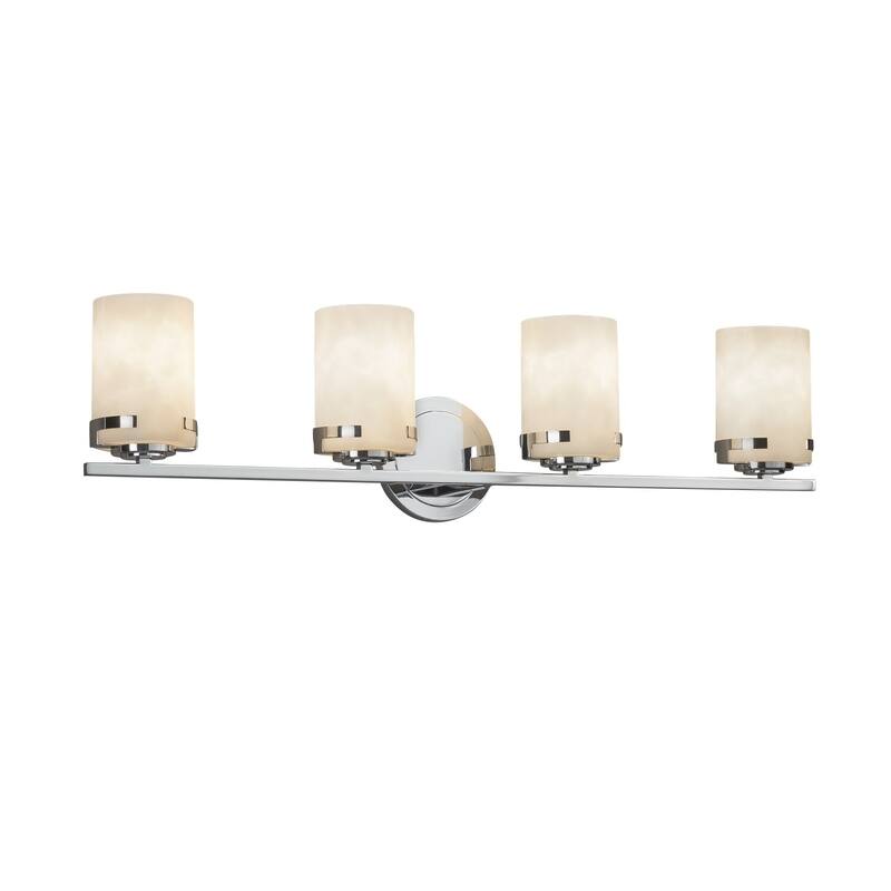 Justice Design Clouds Atlas 4-light Polished Chrome Bath Bar, Clouds Cylinder - Flat Rim Shade - Polished Chrome
