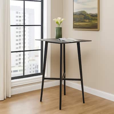 Bar Height Table, Laminate Paladina Marble Top, 42 Inch, Rubberwood, Black