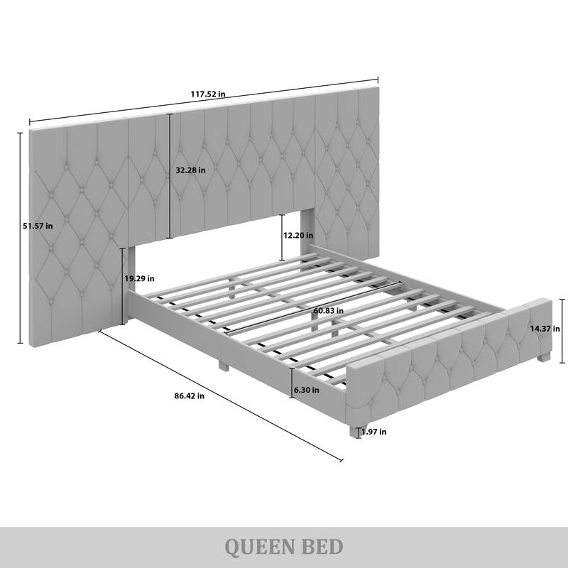 CraftPorch Modern Button Tufted Diamond Bed