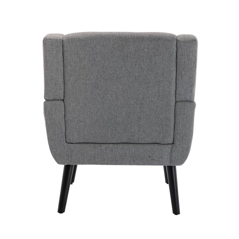 Stylish Upholstered Seating Armchair with Tapered Metal Legs, Light Gray Single Sofa Chair Accent Chair with Flared Armrests