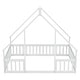 preview thumbnail 11 of 10, White Full Size Pine Wood House-Shaped Floor Bed with Fence, Guardrails and Roof for Bedroom