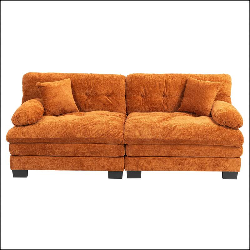 Two-seat Deep Chenille Sectional Sofa